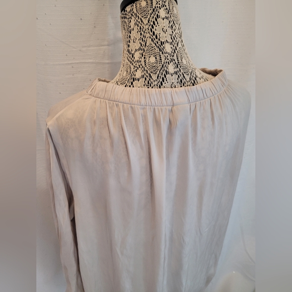 Zero + Maria Cornejo Sz 8 Long Sleeve Blouse RUCHED BUBBLE TOP champagne color - Picture 5 of 8